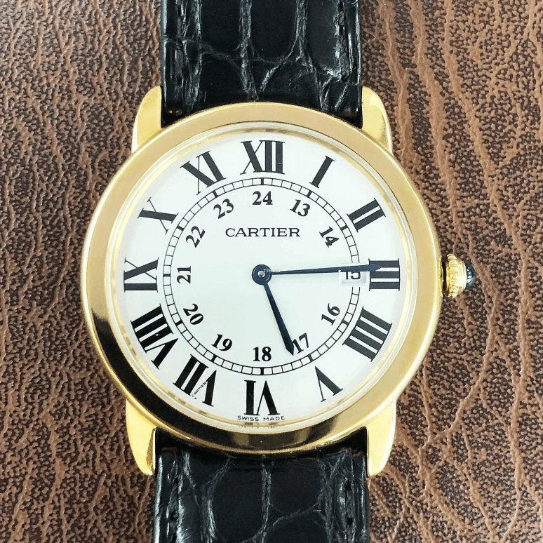 Cartier,Ronde de Cartier 36mm,36mm,Yellow Gold,Silver,Quartz,Day,Sapphire,Crystal Glass,W6700455