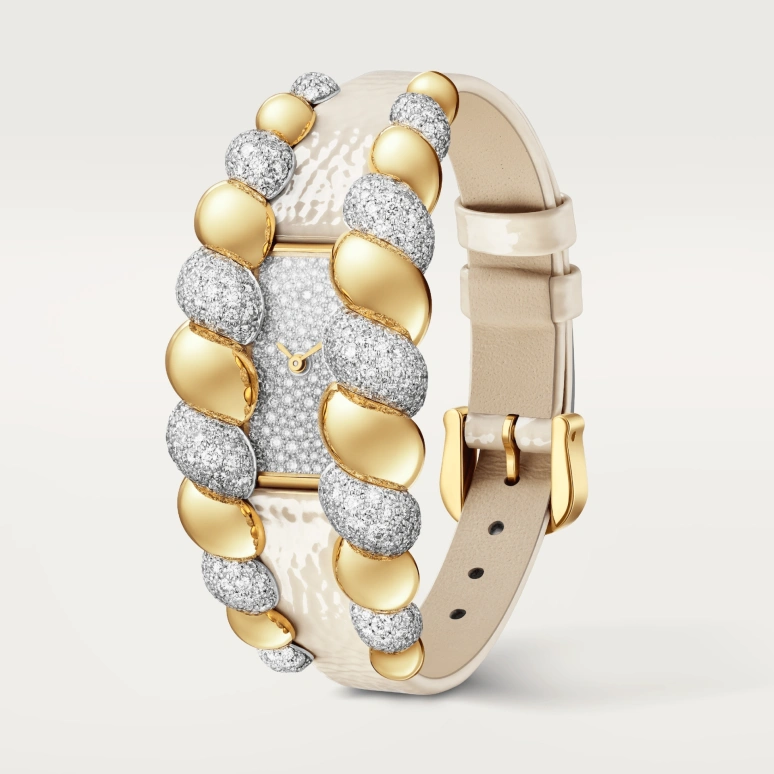 Cartier,Tressage 56.20x25.70mm,56.20x25.70mm,Yellow Gold,Silver,Quartz,Sapphire,Crystal Glass,Square,HPI01690