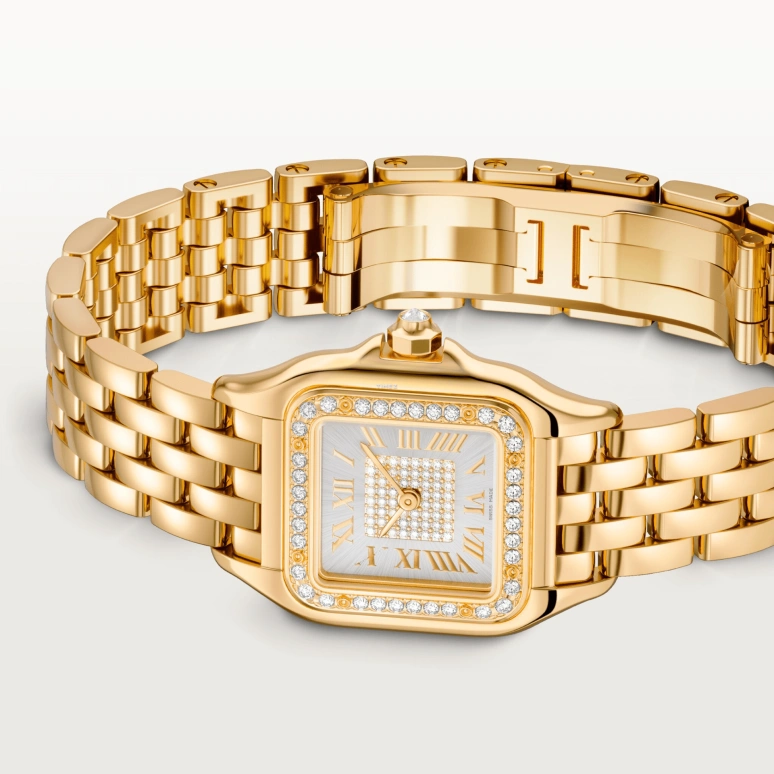 Cartier,Panthère de Cartier 30.30x22mm,30.30x22mm,Yellow Gold,Silver,Quartz,Glass,Square,WJPN0094