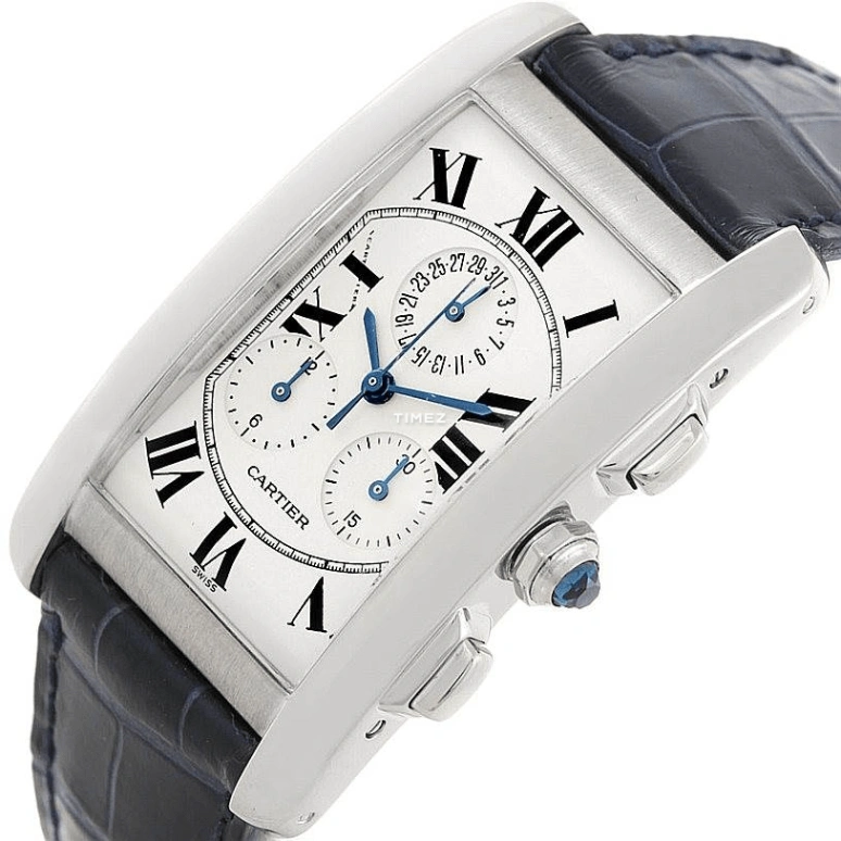 Cartier,Tank 26mm,26mm,Yellow Gold,Silver,Quartz,Chronograph,Day,W2603358