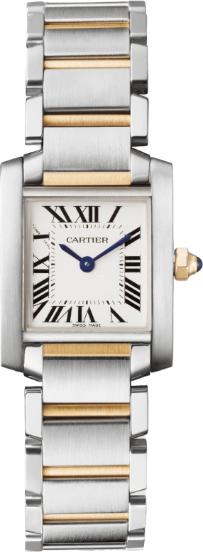 Cartier,Tank 25x20mm,25x20mm,Stainless Steel,Yellow Gold,Silver,Quartz,In-house Caliber,Sapphire,Crystal Glass,W51007Q4