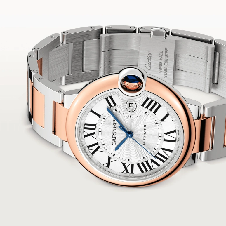Cartier,Ballon Bleu de Cartier 42mm,42mm,Stainless Steel,Rose Gold,Silver,Automatic,Day,42hours,W2BB0034