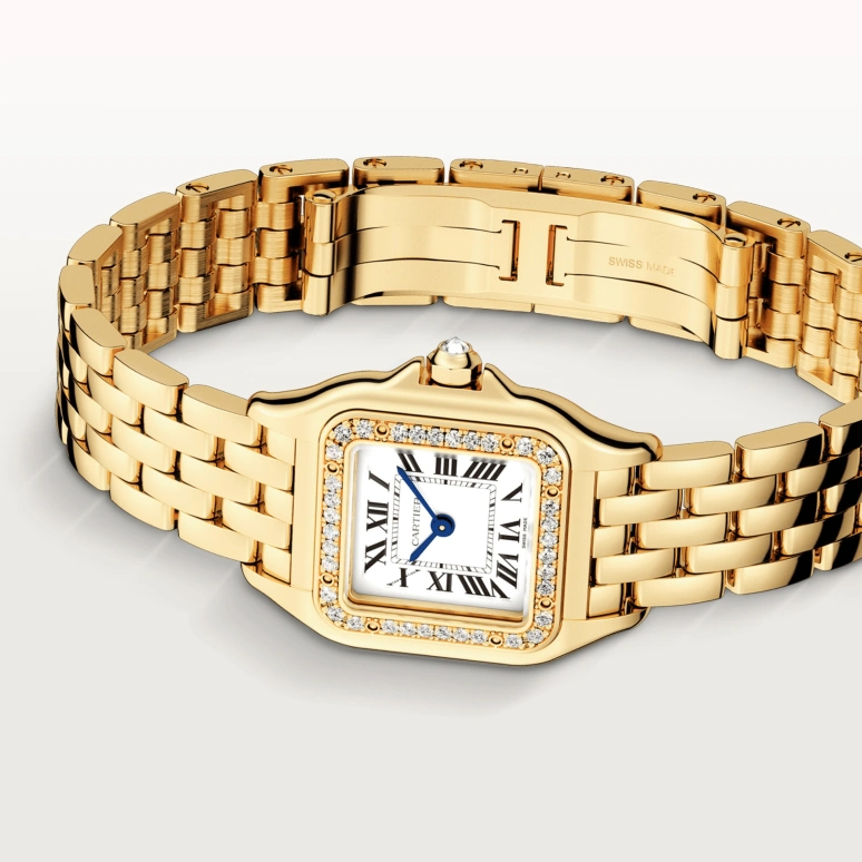 Cartier,Panthère de Cartier 22x30mm,22x30mm,Yellow Gold,Silver,Quartz,Sapphire,Crystal Glass,Square,WJPN0015