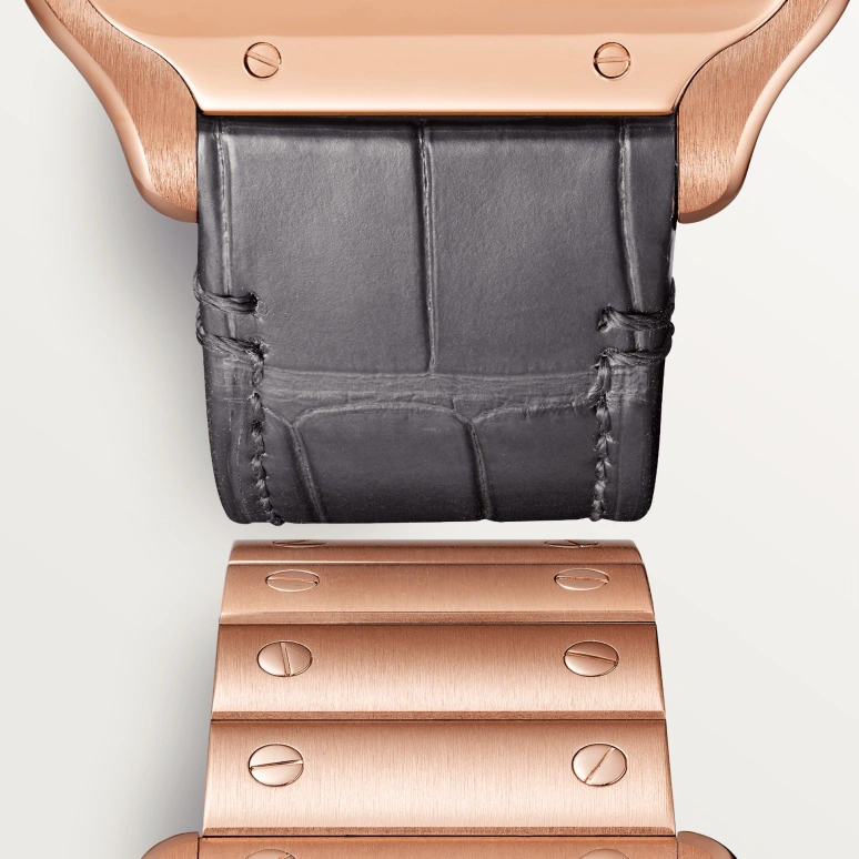 Cartier,Santos de Cartier 39.70mm,39.70mm,Rose Gold,Silver,Handwound,72hours,In-house Caliber,WHSA0016