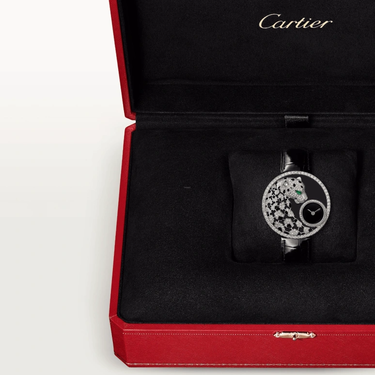 Cartier,Panthère Jewelry Watches 36mm,36mm,White Gold,Black,Quartz,Sapphire,Crystal Glass,Round,HPI01294