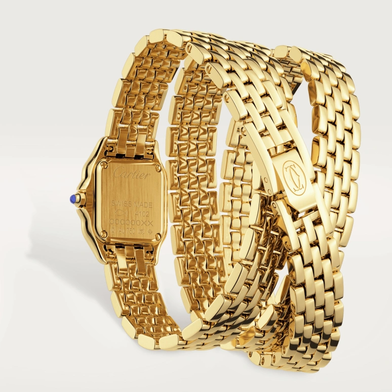 Cartier,Panthère de Cartier 20x25mm,20x25mm,Yellow Gold,Silver,Quartz,Sapphire,Crystal Glass,Square,WGPN0012