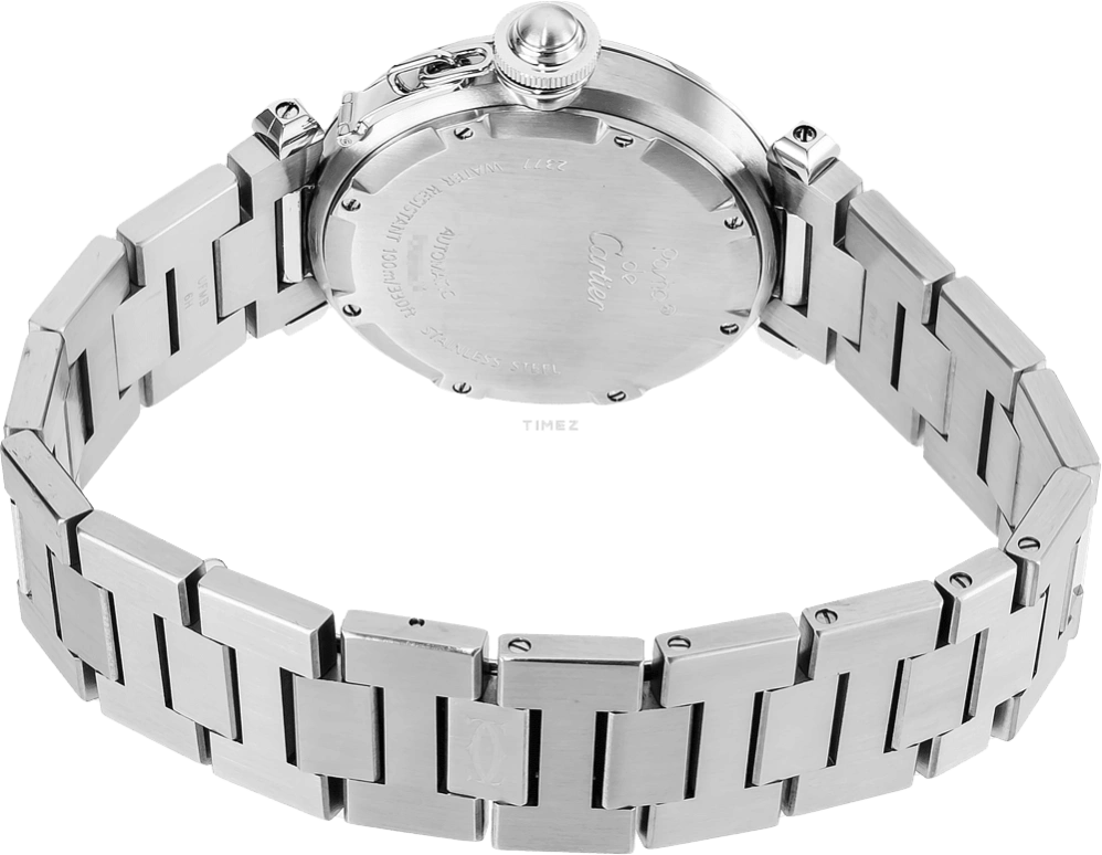 Cartier,Pasha de Cartier 35mm,35mm,Stainless Steel,Cream,Automatic,Sapphire,Crystal Glass,Round,W31029M7