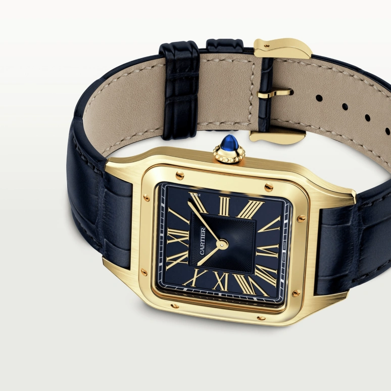 Cartier,Santos de Cartier 43.50x31.40mm,43.50x31.40mm,Yellow Gold,Blue,Quartz,Sapphire,Crystal Glass,Square,WGSA0077