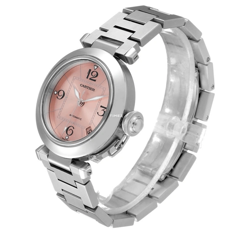 Cartier,Pasha de Cartier 35mm,35mm,Stainless Steel,Pink,Automatic,Day,42hours,W31075M7