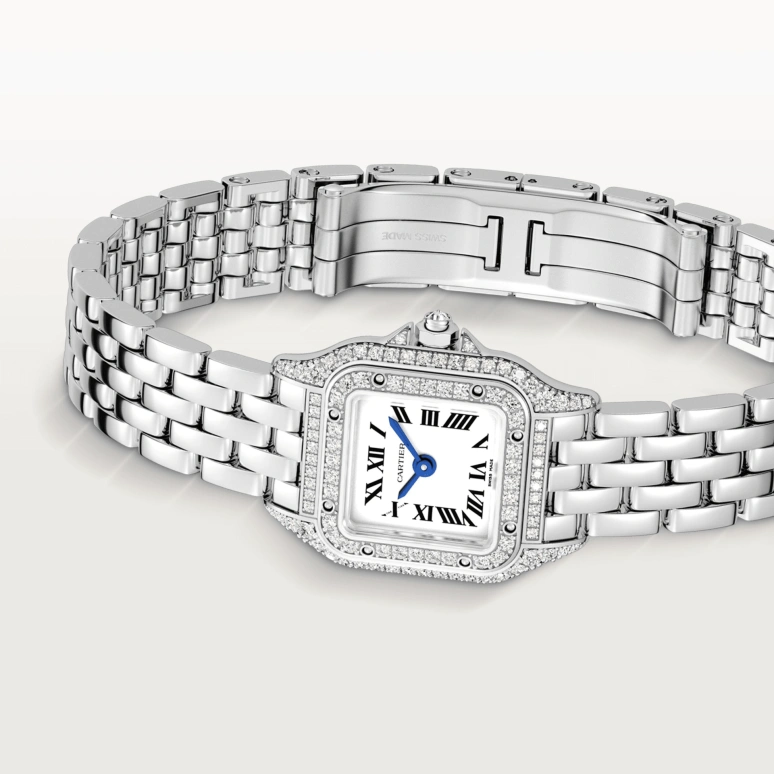 Cartier,Panthère de Cartier 25x20mm,25x20mm,White Gold,Silver,Quartz,Sapphire,Crystal Glass,Square,WJPN0019
