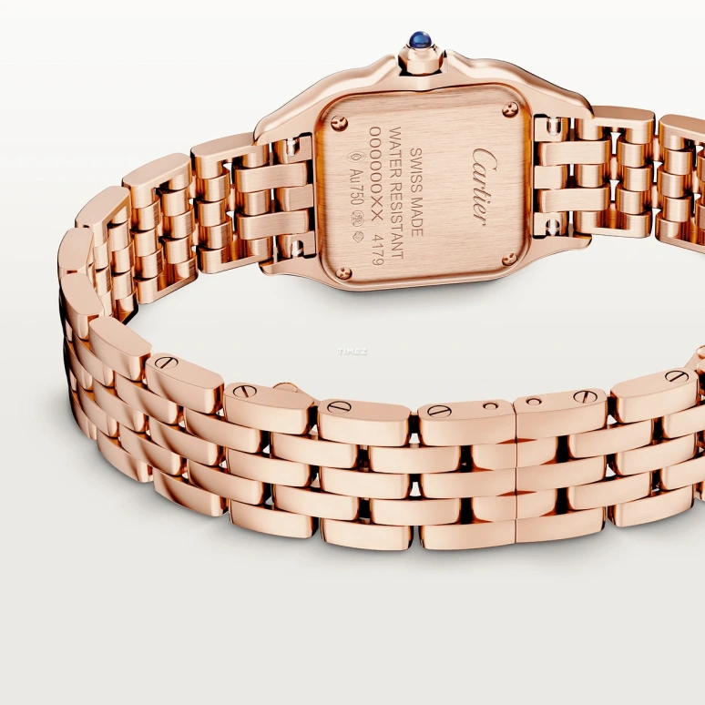 Cartier,Panthère de Cartier 23x30mm,23x30mm,Rose Gold,Silver,Quartz,Sapphire,Crystal Glass,Square,WGPN0060