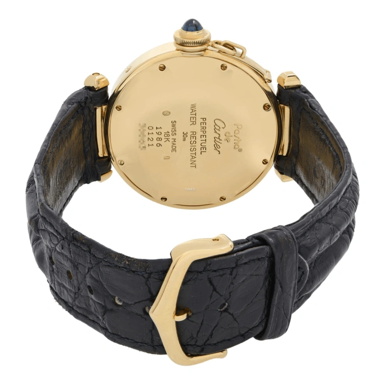 Cartier,Pasha de Cartier 38mm,38mm,Yellow Gold,Cream white,Quartz,Moonphase,Perpetual Calendar,Leap Year,Month,Sapphire,Round,30003