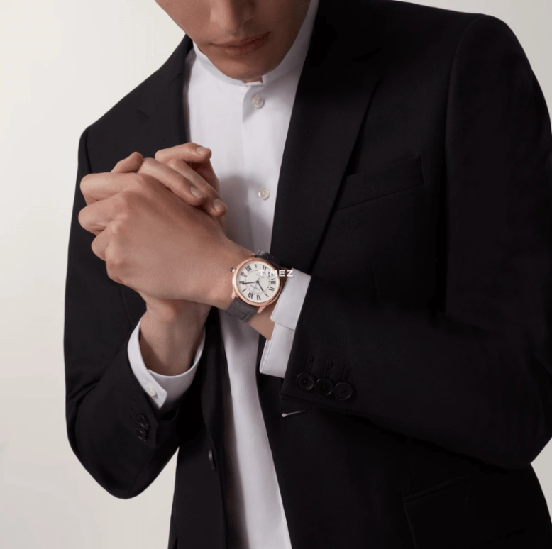 Cartier,Ronde de Cartier 40mm,40mm,Rose Gold,Cream,Automatic,Day,Sapphire,Crystal Glass,WGRN0011