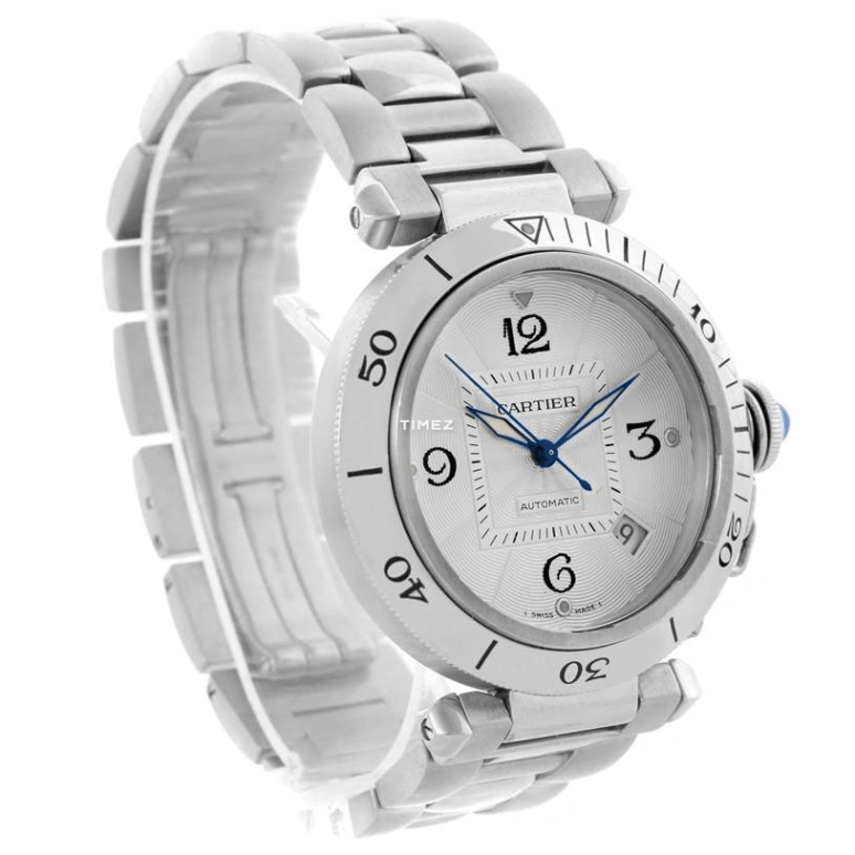 Cartier,Pasha de Cartier 38mm,38mm,Stainless Steel,Silver,Automatic,Day,Sapphire,Crystal Glass,W3103155