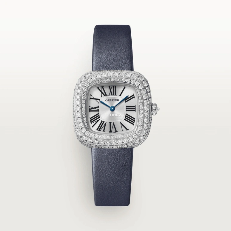 Cartier,Coussin de Cartier 30.40x31mm,30.40x31mm,White Gold,Silver,Quartz,Sapphire,Crystal Glass,Square,WJCS0003