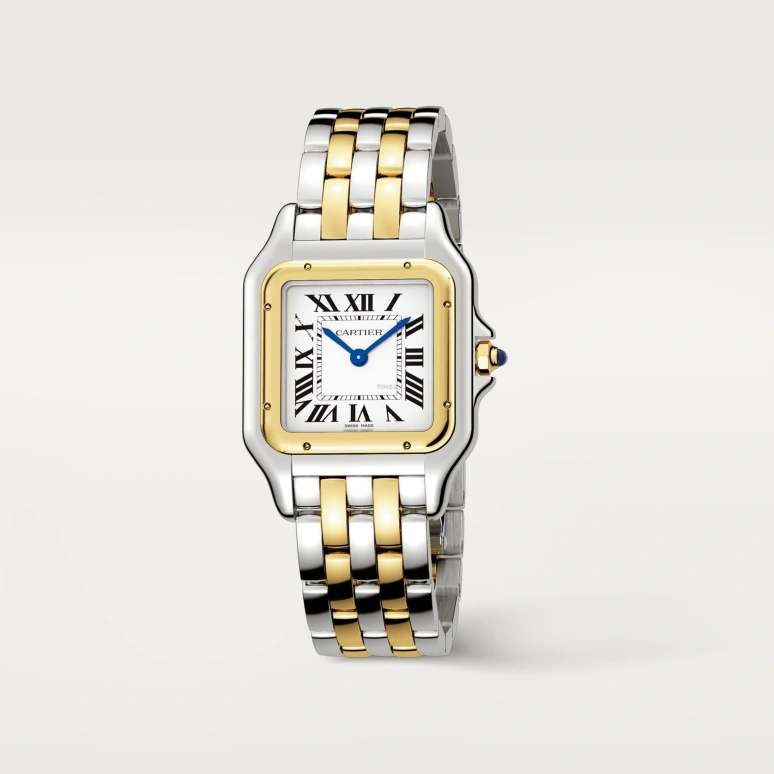 Cartier,Panthère de Cartier 29x37mm,29x37mm,Stainless Steel,Yellow Gold,Silver,Quartz,Sapphire,Crystal Glass,Square,W2PN0014