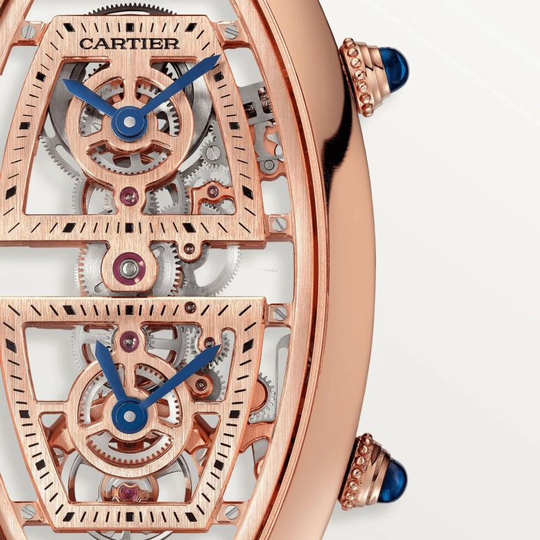Cartier,Tonneau 52.40x29.80mm,52.40x29.80mm,Rose Gold,Handwound,Dule Time,60hours,WHTN0013