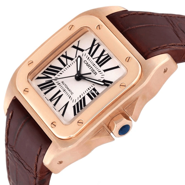 Cartier,Santos de Cartier 44.20x33mm,44.20x33mm,Yellow Gold,Silver White,Automatic,In-house Caliber,Sapphire,Crystal Glass,W20108Y1