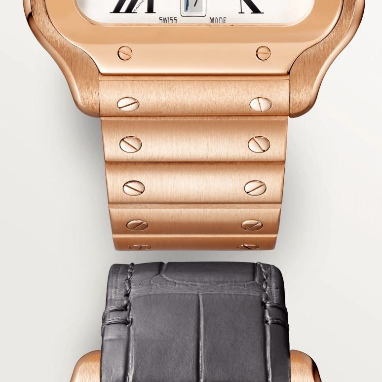 Cartier,Santos de Cartier 39.80x47.50mm,39.80x47.50mm,Rose Gold,Silver,Automatic,Day,42hours,WGSA0018