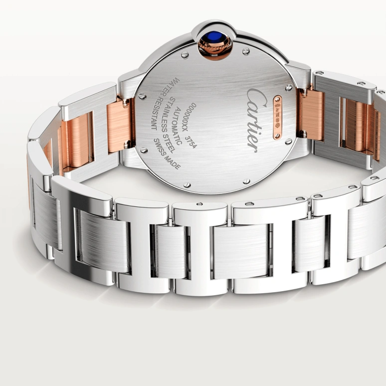 Cartier,Ballon Bleu de Cartier 36mm,36mm,Stainless Steel,Rose Gold,Silver,Automatic,Sapphire,Crystal Glass,Round,W3BB0024