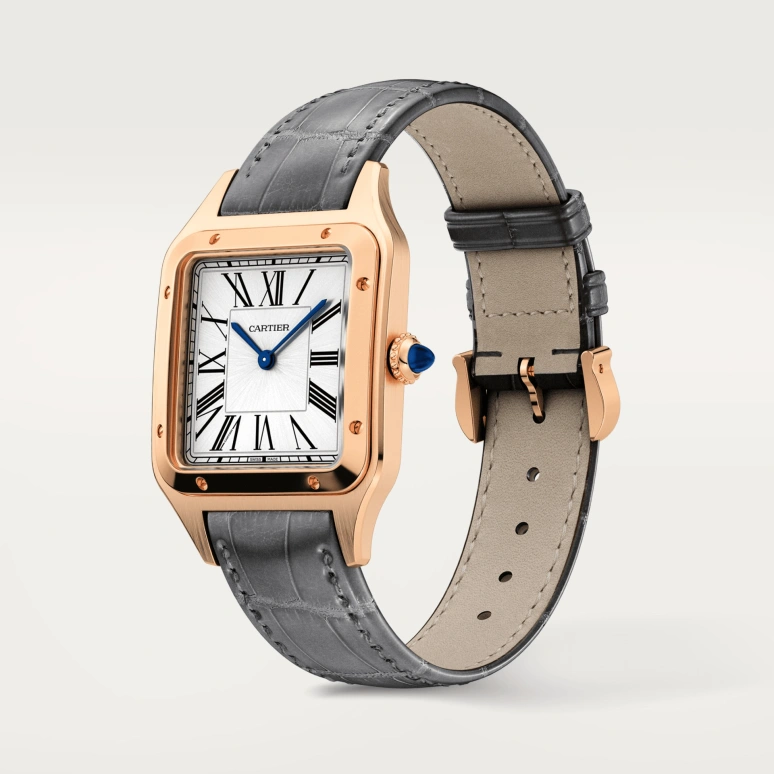 Cartier,Santos de Cartier 43.50x31.40mm,43.50x31.40mm,Rose Gold,Silver,Quartz,Sapphire,Crystal Glass,Square,WGSA0021