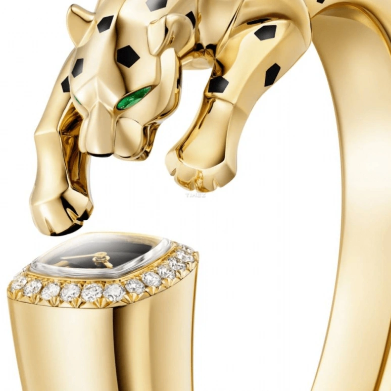 Cartier,Panthère Jewelry Watches 17.90x17.60mm,17.90x17.60mm,Yellow Gold,Black,Quartz,Sapphire,Crystal Glass,Other,HPI01706