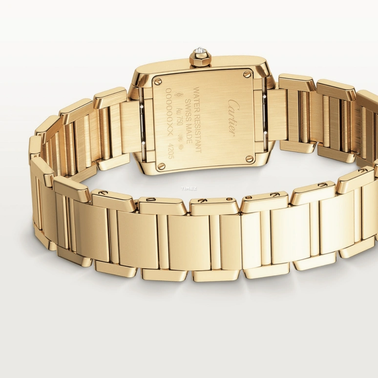 Cartier,Tank 25x24mm,25x24mm,Yellow Gold,Silver,Quartz,Sapphire,Crystal Glass,Square,WJTA0024