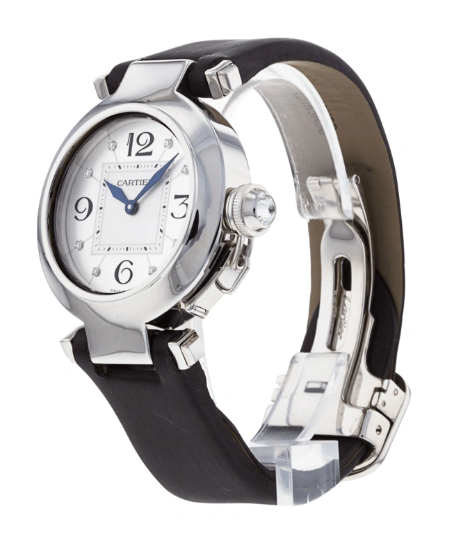 Cartier,Pasha de Cartier 32mm,32mm,White Gold,Silver,Quartz,Sapphire,Crystal Glass,Round,WJ11902G