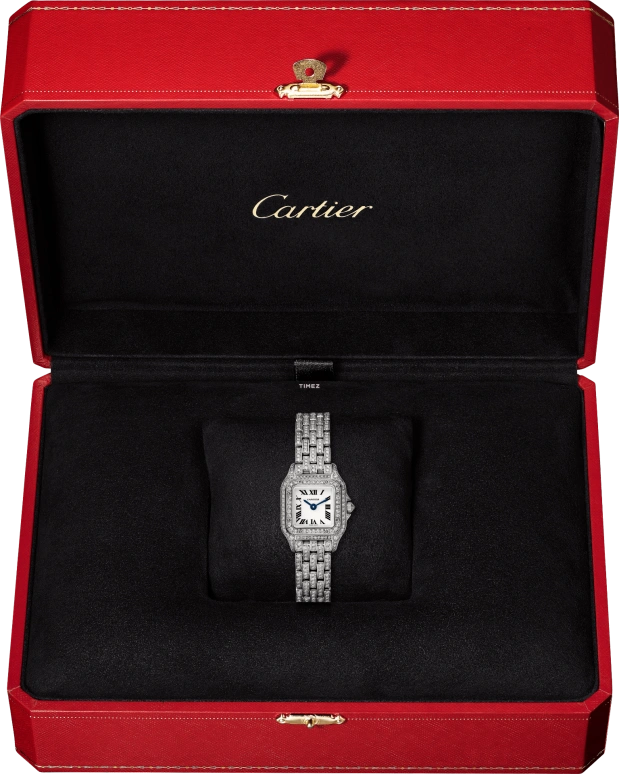 Cartier,Panthère de Cartier 25x20mm,25x20mm,White Gold,Silver,Quartz,Sapphire,Crystal Glass,Square,HPI01719