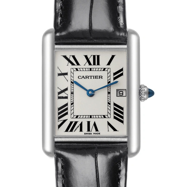 Cartier,Tank 34x26mm,34x26mm,White Gold,Silver,Quartz,Day,In-house Caliber,W1540956