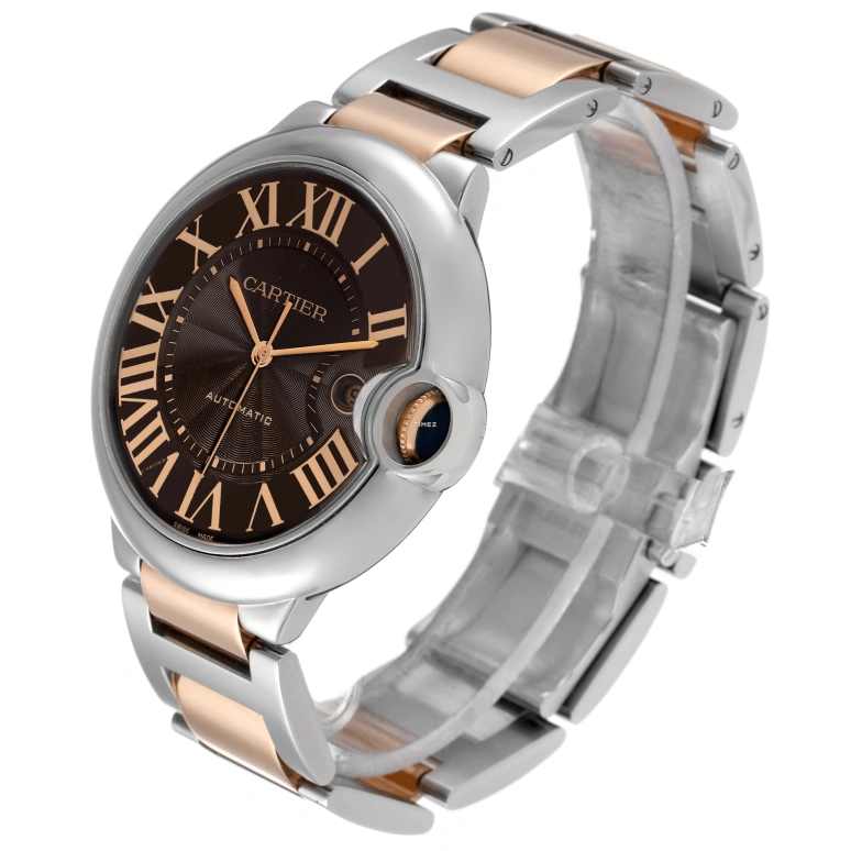 Cartier,Ballon Bleu de Cartier 42mm,42mm,Stainless Steel,Rose Gold,Brown,Automatic,Day,42hours,W6920032