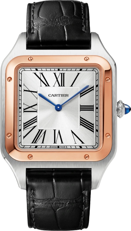 Cartier,Santos de Cartier 46.60x33.90mm,46.60x33.90mm,Stainless Steel,Rose Gold,Silver,Handwound,36hours,In-house Caliber,W2SA0017