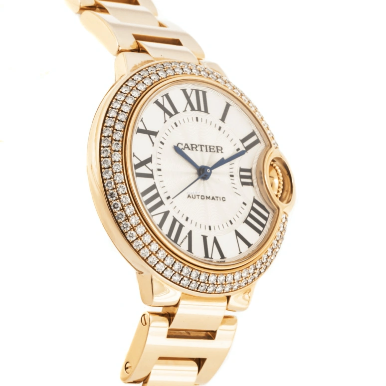 Cartier,Ballon Bleu de Cartier 33mm,33mm,Rose Gold,Silver,Automatic,In-house Caliber,Sapphire,Crystal Glass,WE902034