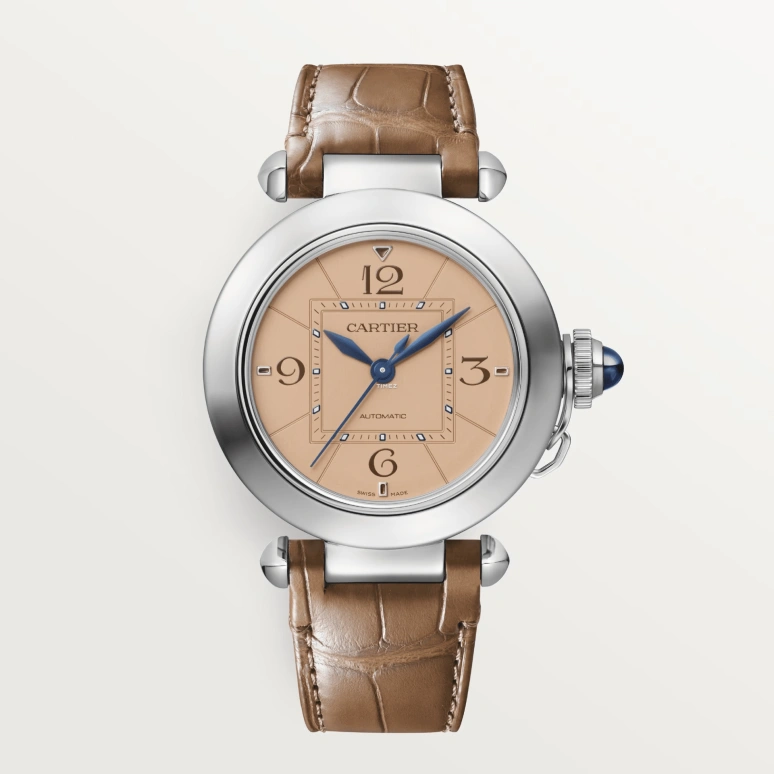 Cartier,Pasha de Cartier 35mm,35mm,Stainless Steel,Salmon,Automatic,42hours,In-house Caliber,WSPA0041
