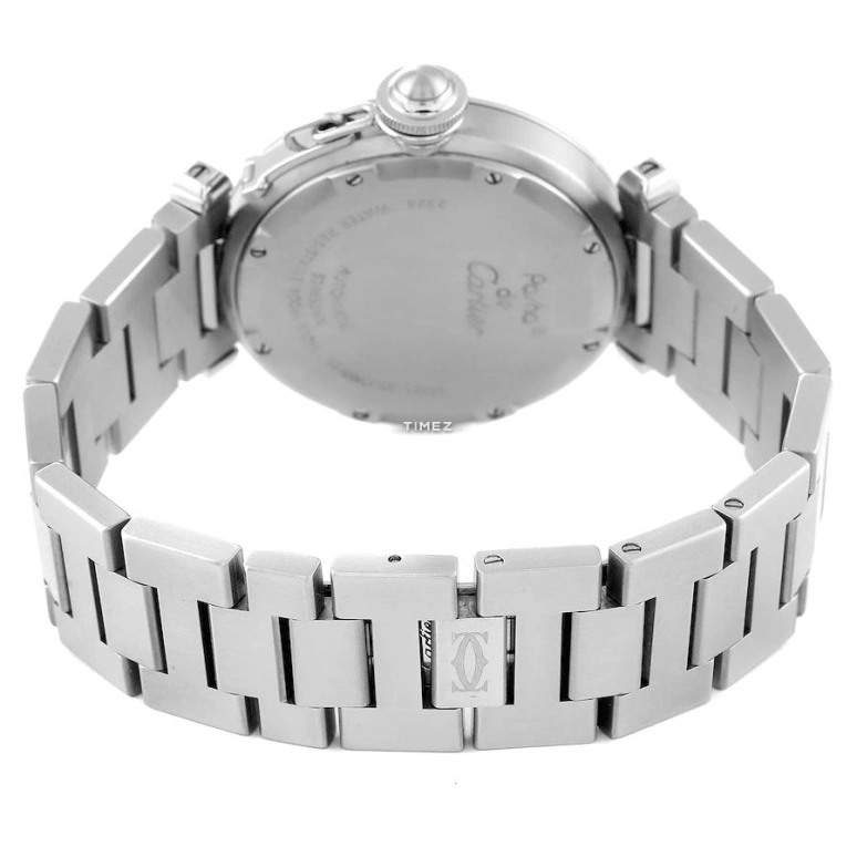 Cartier,Pasha de Cartier 35mm,35mm,Stainless Steel,Black,Quartz,Day,Sapphire,Crystal Glass,W31076M7