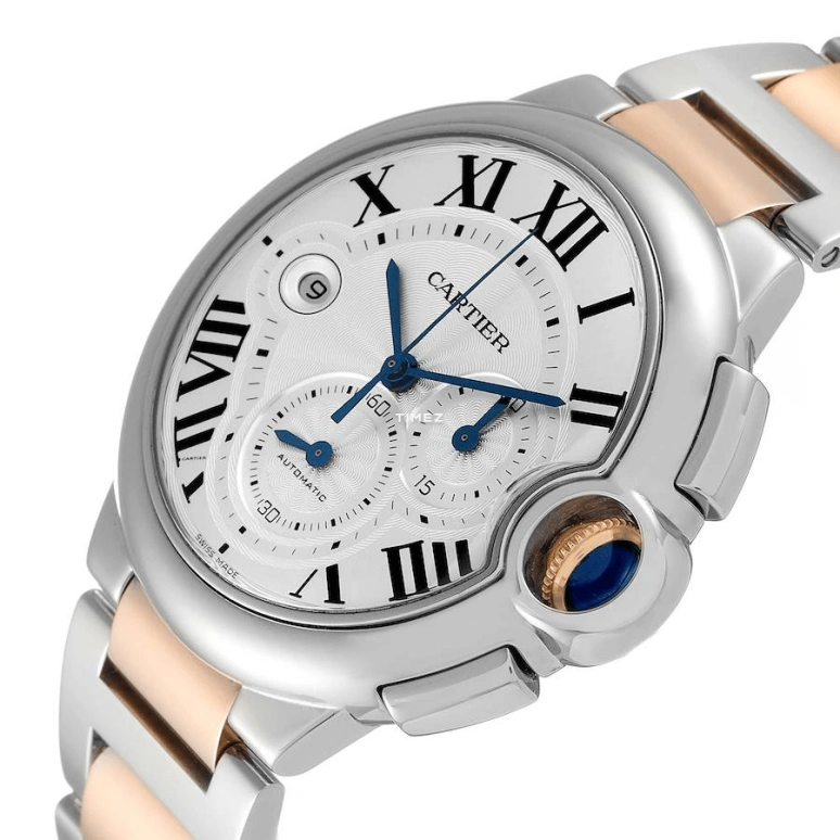 Cartier,Ballon Bleu de Cartier 44mm,44mm,Stainless Steel,Rose Gold,Silver,Automatic,Chronograph,Day,W6920063