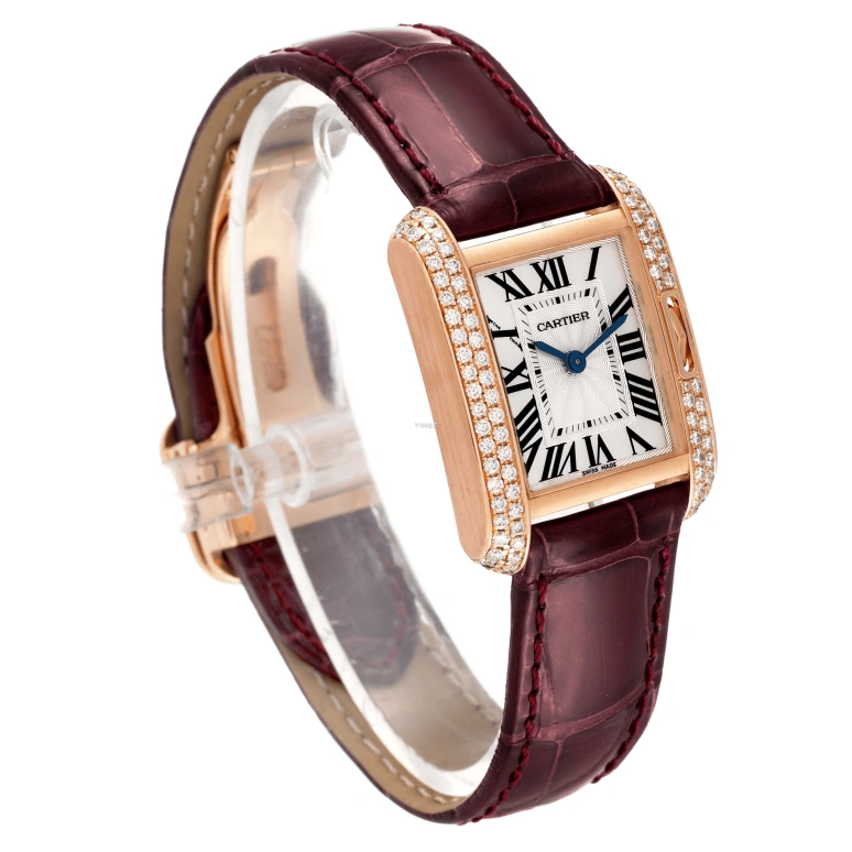 Cartier,Tank 30.20x22.70mm,30.20x22.70mm,Rose Gold,Silver,Quartz,In-house Caliber,Sapphire,Crystal Glass,WT100013