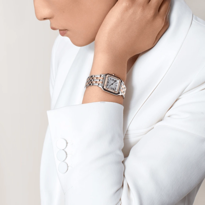 Cartier,Panthère de Cartier 36.50x26.70mm,36.50x26.70mm,Stainless Steel,Rose Gold,Silver,Quartz,Glass,Square,W3PN0015
