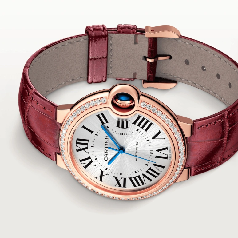 Cartier,Ballon Bleu de Cartier 36mm,36mm,Rose Gold,Silver,Automatic,Sapphire,Crystal Glass,Round,WJBB0034