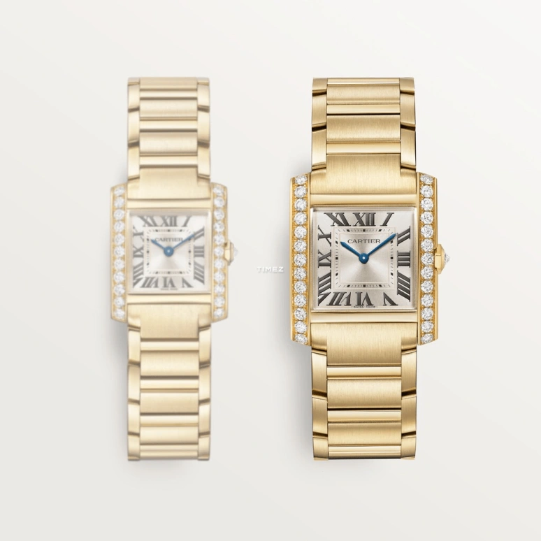 Cartier,Tank 32x27mm,32x27mm,Yellow Gold,Silver,Quartz,Sapphire,Crystal Glass,Square,WJTA0040