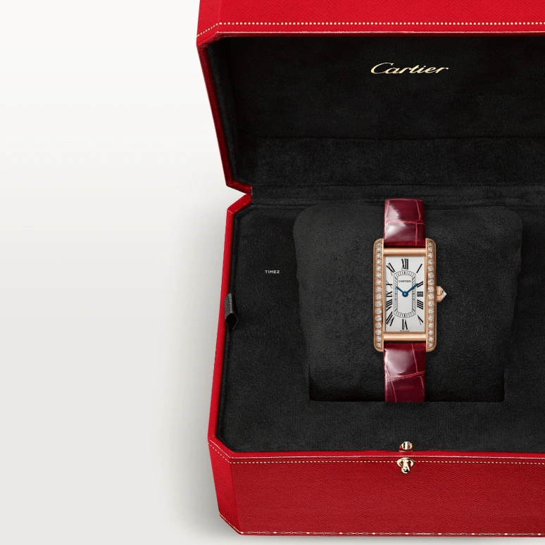 Cartier,Tank 35.40x19.40mm,35.40x19.40mm,Rose Gold,Silver,Quartz,Sapphire,Crystal Glass,Square,WJTA0042