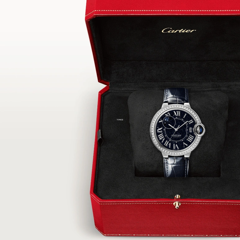 Cartier,Ballon Bleu de Cartier 36mm,36mm,White Gold,Blue,Automatic,Day / Night Indication,Sapphire,Crystal Glass,WJBB0089