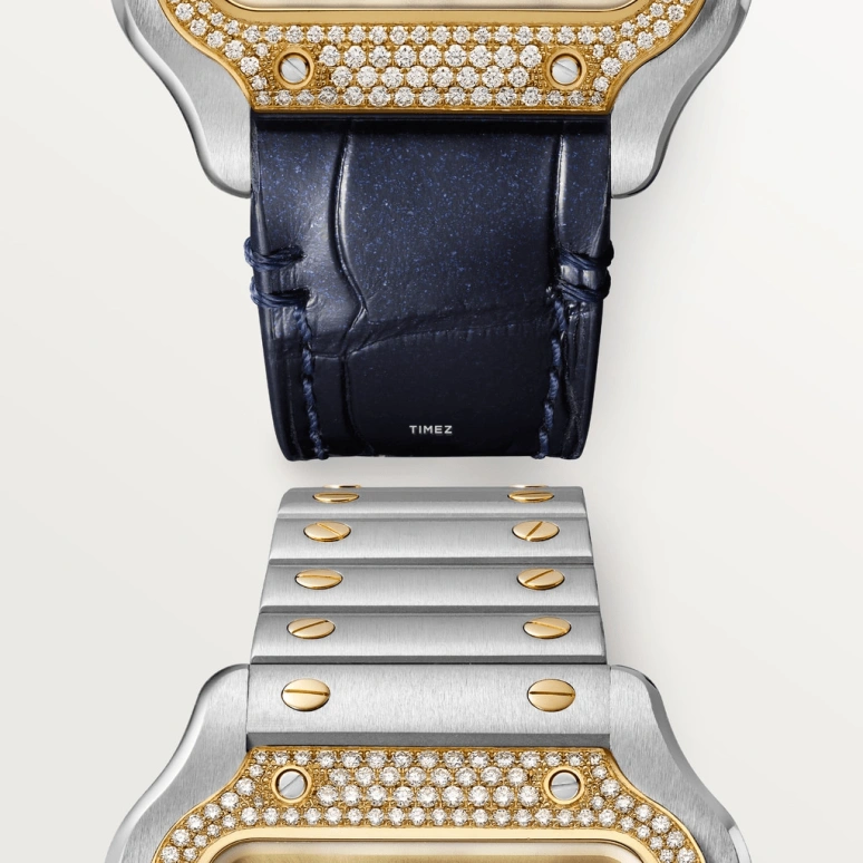 Cartier,Santos de Cartier 35.10mm,35.10mm,Stainless Steel,Yellow Gold,Gold,Automatic,42hours,In-house Caliber,W3SA0007