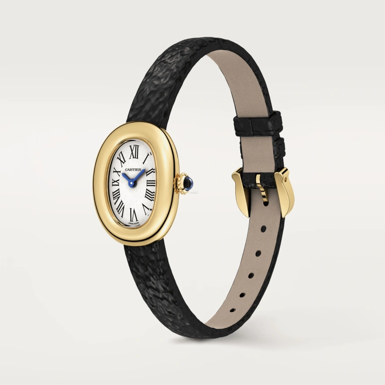 Cartier,Baignoire 24.60x18.70mm,24.60x18.70mm,Yellow Gold,Cream,Quartz,Sapphire,Crystal Glass,Oval,WGBA0041