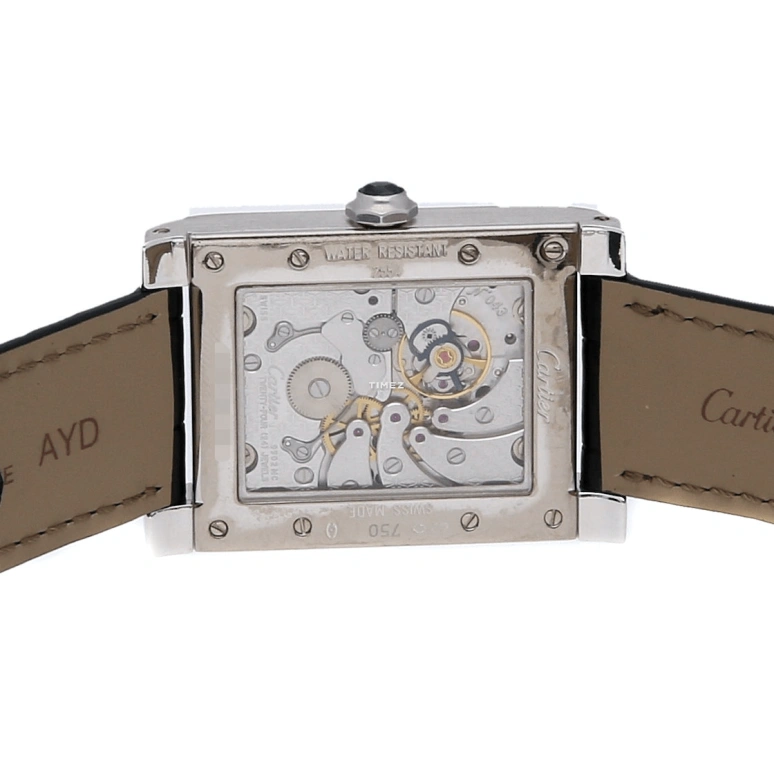 Cartier,Tank 28x40mm,28x40mm,White Gold,Silver,Handwound,Day,Sapphire,Crystal Glass,W1533451
