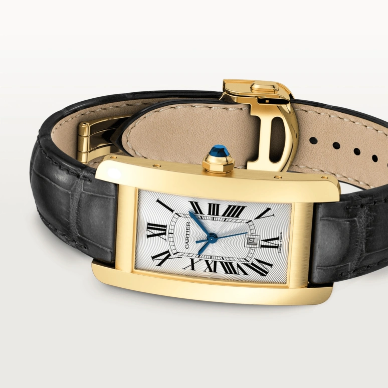 Cartier,Tank 41.60x22.60mm,41.60x22.60mm,Yellow Gold,White,Automatic,Day,Sapphire,Crystal Glass,WGTA0040