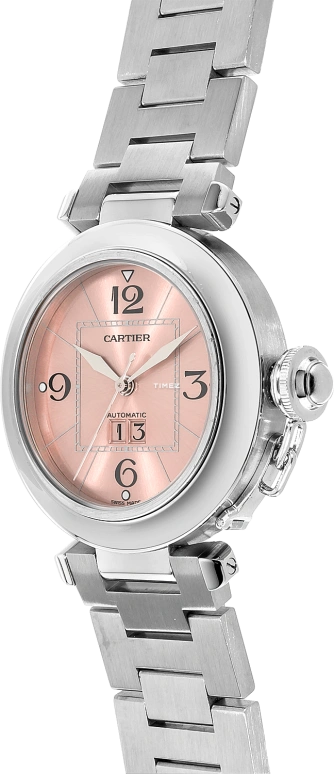 Cartier,Pasha de Cartier 35mm,35mm,Stainless Steel,Pink Red,Red,Automatic,Day,Sapphire,Crystal Glass,W31058M7