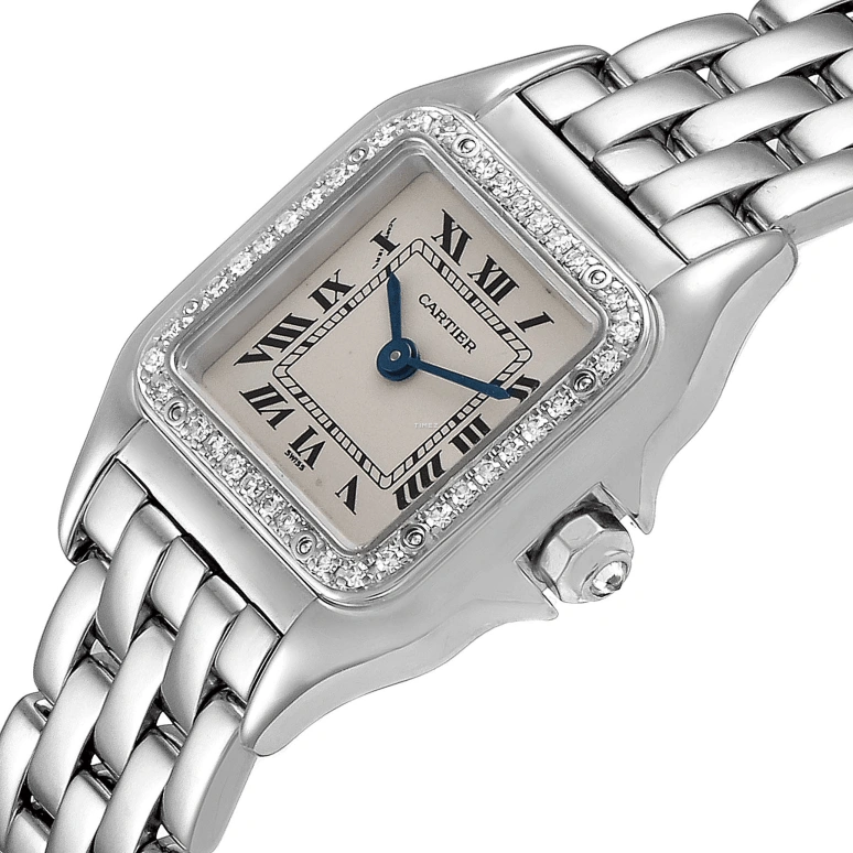 Cartier,Panthère de Cartier 22mm,22mm,White Gold,Silver,Quartz,Sapphire,Crystal Glass,Square,WF3091F3