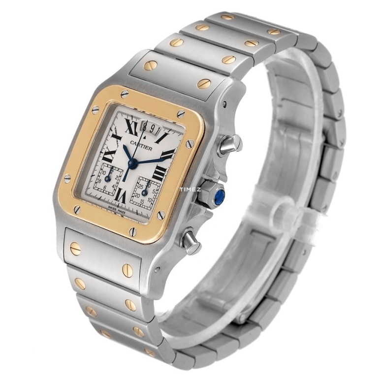 Cartier,Santos de Cartier 28mm,28mm,Stainless Steel,Silver,Quartz,Chronograph,Day,W20042C4