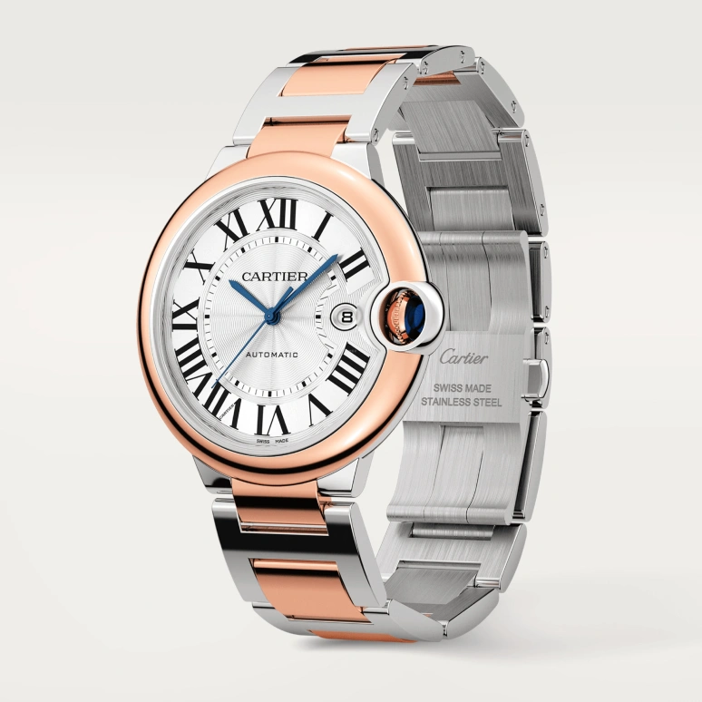 Cartier,Ballon Bleu de Cartier 42mm,42mm,Stainless Steel,Rose Gold,Silver,Automatic,Day,42hours,W2BB0034